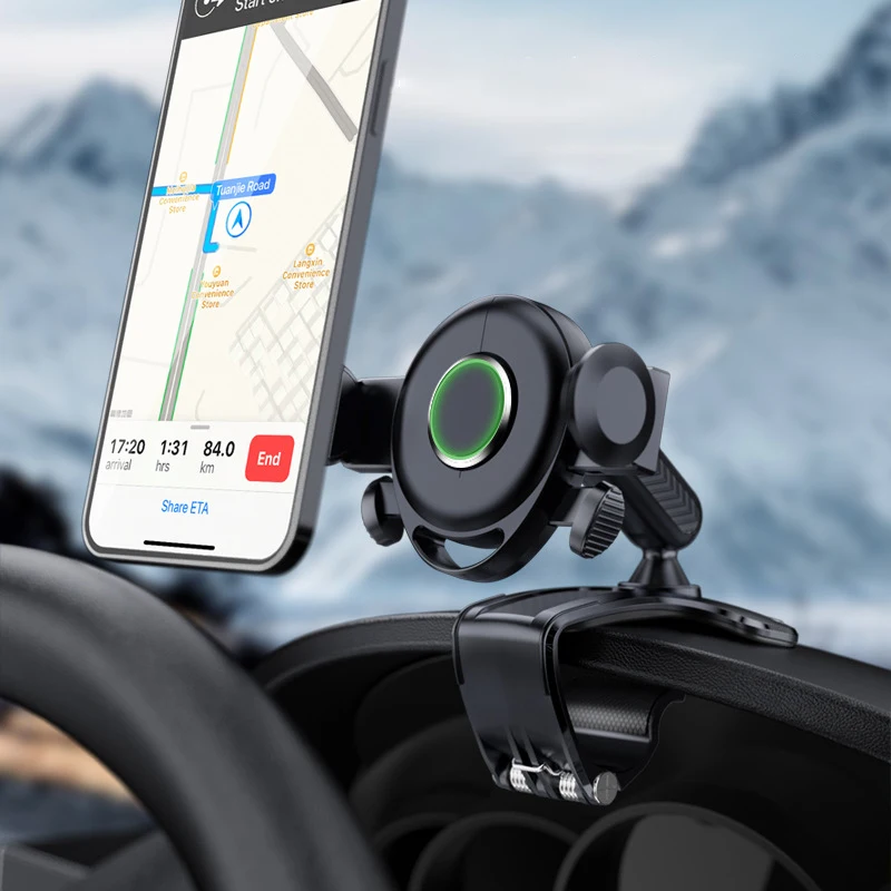 

HUD Car Mobile Phone Holder 360 Degree Rotating, Dashboard Rearview Mirror, Multi-function GPS Car Phone Holder