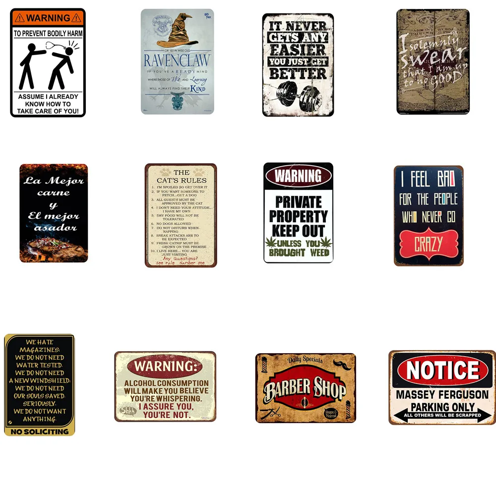 Потертая шикарная предупреждающая табличка с логотипом винтажная металлическая