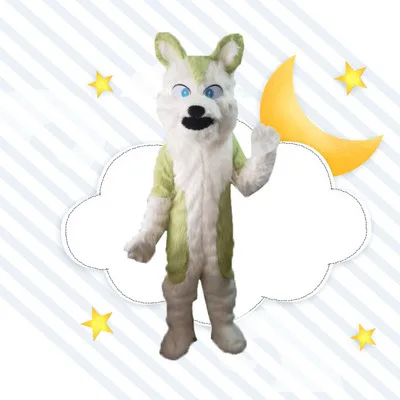 Длинный Меховой Костюм талисман с черной собакой лиса животное косплей костюм