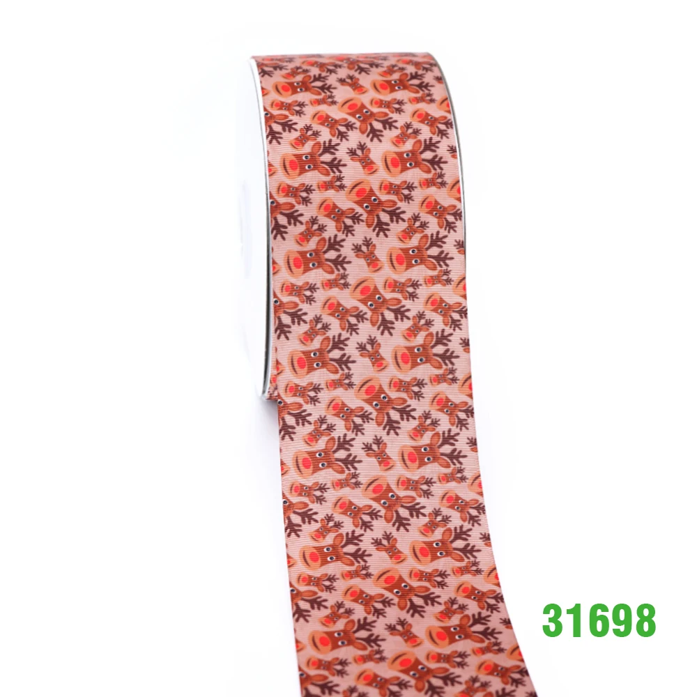 31698 50 ярдов в Размер Рождественская лента напечатанная grosgrain лента 31697 - Цвет: 31698