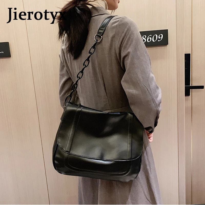 JIEROTYX Arrival designer Women Handbag Casual Shoulder Bag Leather High Capacity Crossbody Ladies Purse Acrylic Chain | Багаж и сумки