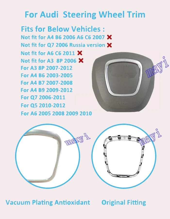Хромированная отделка Руля эмблема значок рамка Обложка центральный логотип