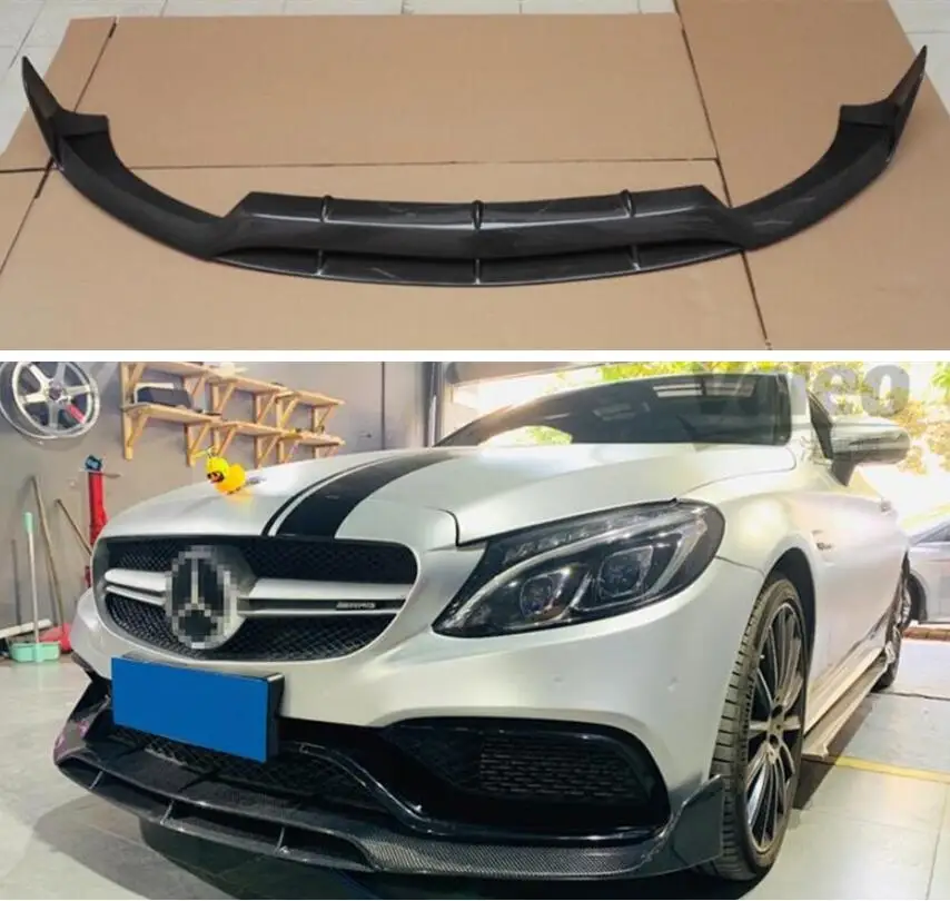 

REAL CARBON FIBER Front Lip Spoiler Bumper Cover FOR Mercedes-Benz C Class W205 C63 C43 AMG Coupe C180 C200 C260 C300 2015-2018