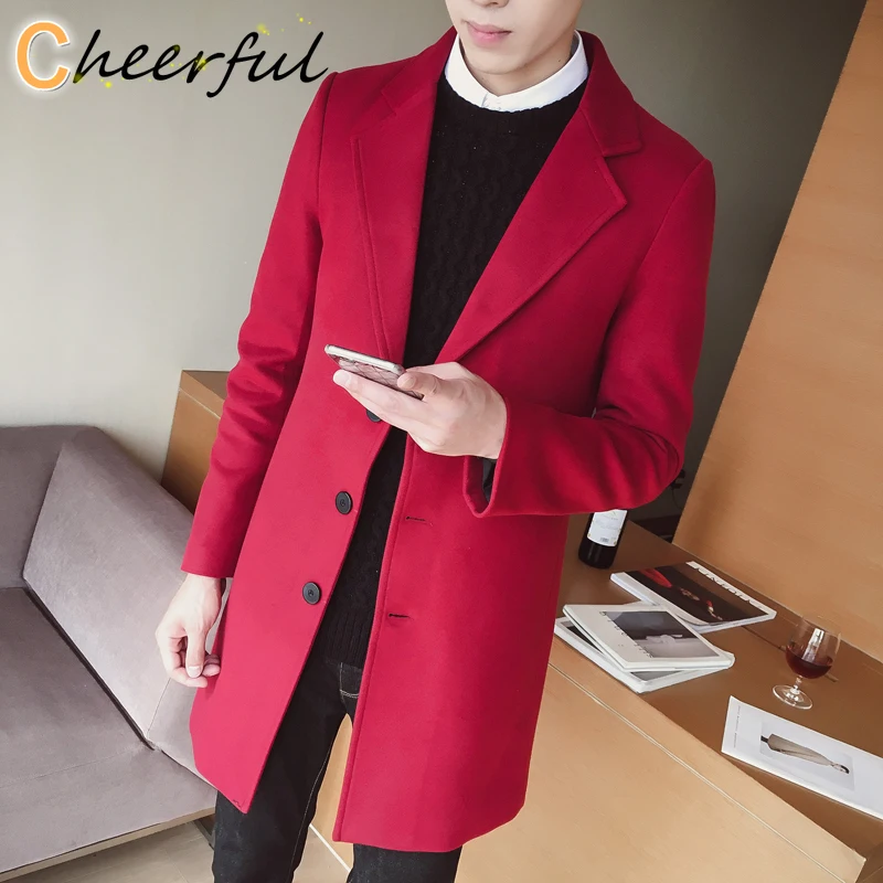 

Ветровка мужская однотонная, Классическая однобортная приталенная Длинная шерстяная куртка, большие размеры 5XL