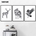 Животное, настенная Картина на холсте, волк, олень, лиса, Орлан, ворона, Выдра, скандинавские постеры и принты, настенные картины для декора гостиной