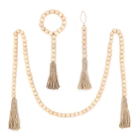 missxiang new natural wood color big hole wood beaded hemp rope tassel kit home decoration spacer beads jewelry pendant