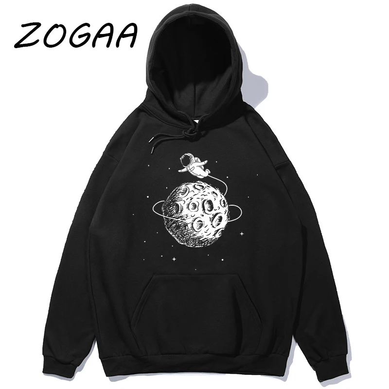 

ZOGAA Fashion Brand Men's Hooded Sweatshirt Space Astronaut Printed Casual Plus Velvet Plus Size Hoodie Harajuku Student Couple