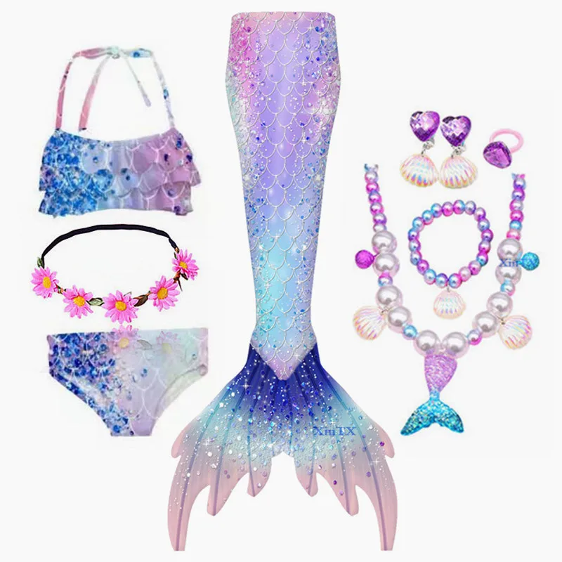Детский купальный костюм с хвостом Русалочки косплей-костюм для праздника