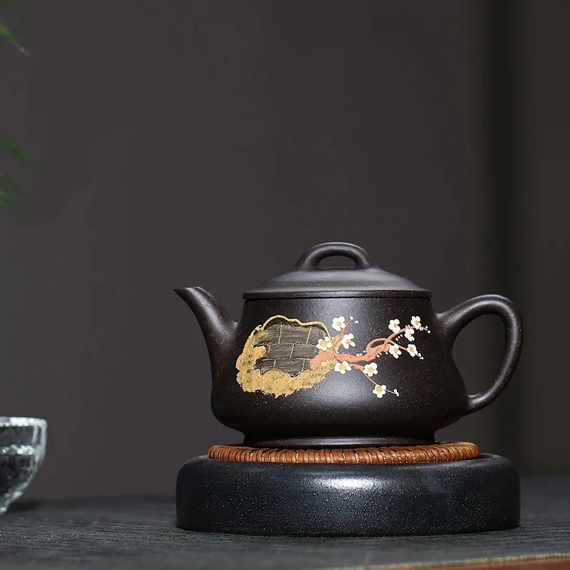 

Китайский аутентичный Фиолетовый Глиняный Чайник Yixing, сырая руда, черная грязь, окрашенный сливовый чайник ручной работы, красивый чайный н...