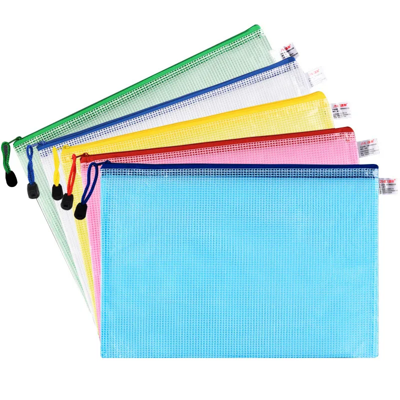 5pcs 13x9.5" Transparent A4 File Folder Desk Stationery Exam Paper Document Organizer Storage Bag Thicken Waterproof File Bag