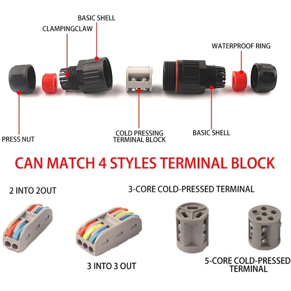 Электрический Водонепроницаемый соединитель IP68 провод кабель 2/3/5 контактов