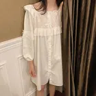 Милая женская ночная рубашка принцессы, Хлопковая пижама с длинным рукавом для дам