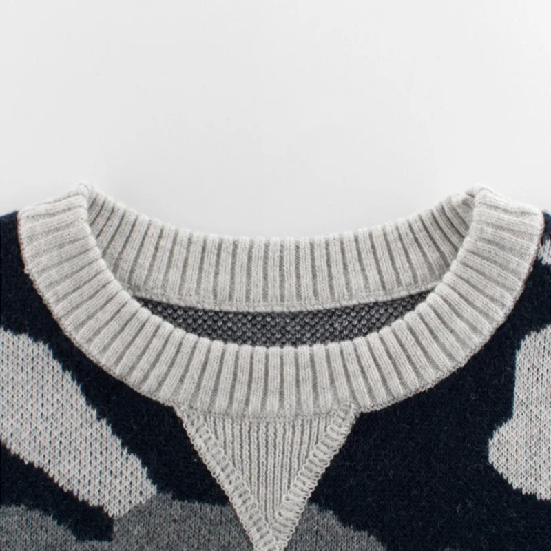 Осенний свитер для мальчиков повседневный стиль детский Камуфляжный пуловер