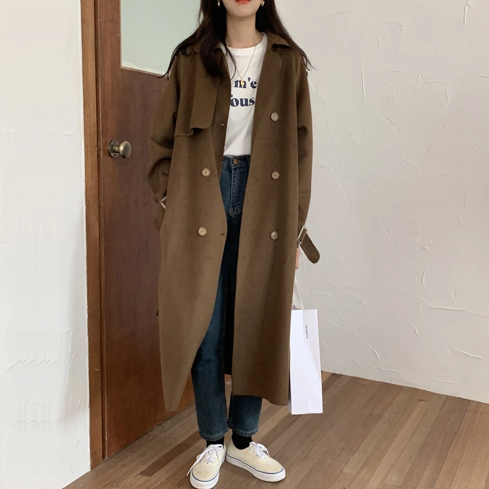 

Women Autumn Winter England Style Elegant Long Woolen Coat Bandage Elegant Overcoat OutwearJacket Cloak