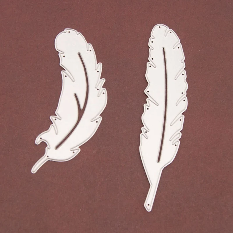 Рождественские металлические высекальные штампы с перьями для рукоделия