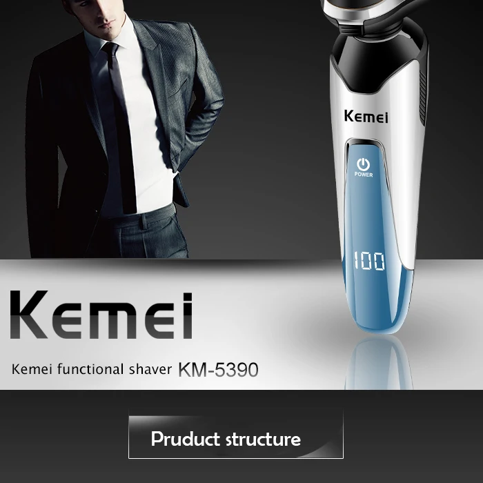 KM-5309 3D электробритва, Мужская бритва, машинка для бритья, триммер для носа, перезаряжаемая плавающая Бритва для бороды, Водонепроницаемая бритва для ухода за лицом
