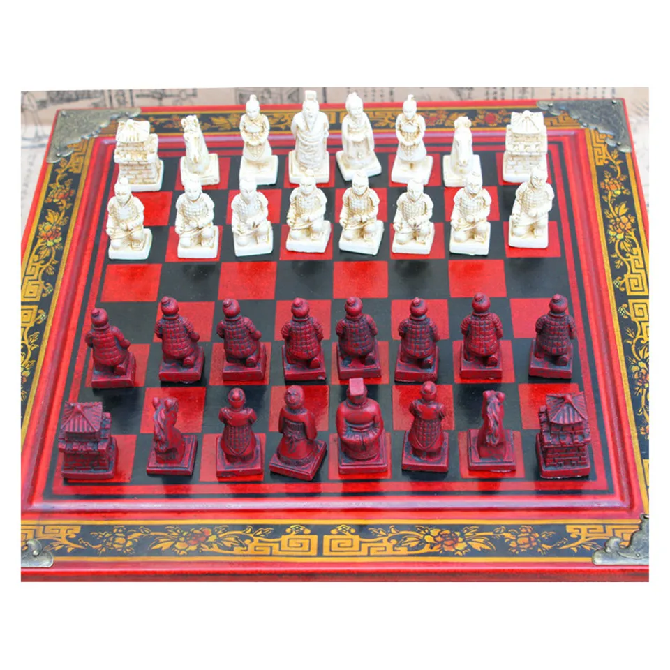BSTFAMLY деревянный Шахматный набор Terra Cotta Warriors международные шахматы 27*27*7 см