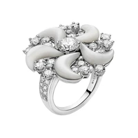 exquisite womens crystal white zircon ring crescent around the flower ring ring trendy engagement wedding band jewelry gifts