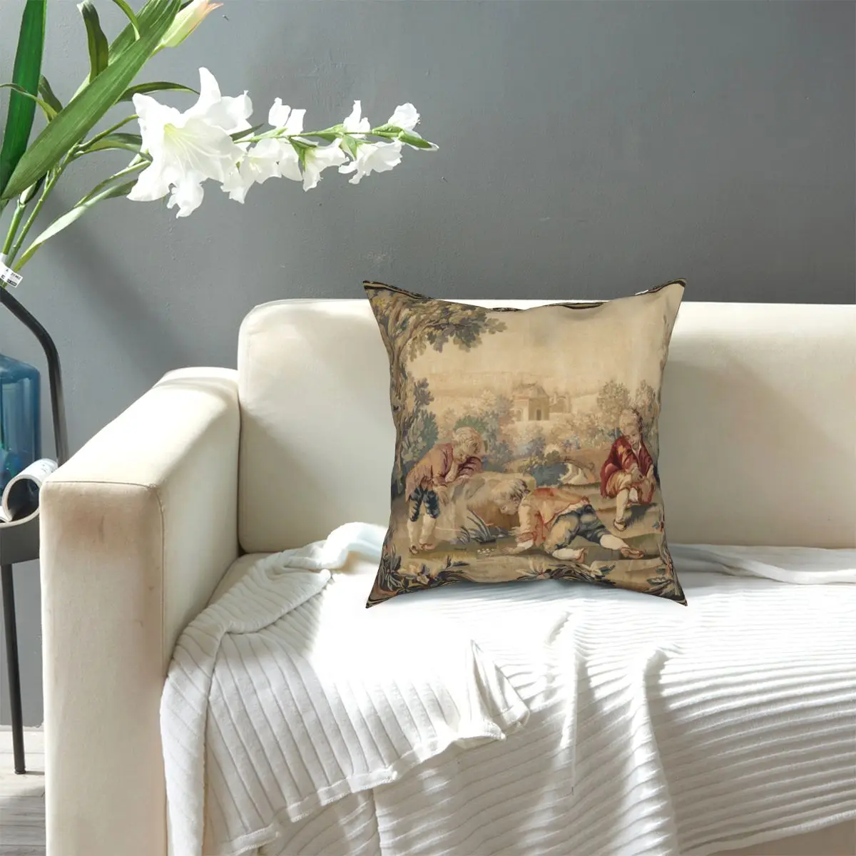 Aubusson Античная французская подушка чехол наволочка декоративный Винтажный в