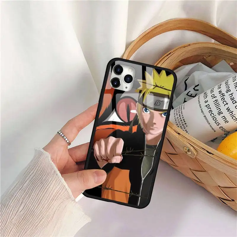 

hot anime Naruto Sasuke Phone Case Tempered glass for iPhone 11 12 mini pro XS MAX 8 7 Plus X XS XR