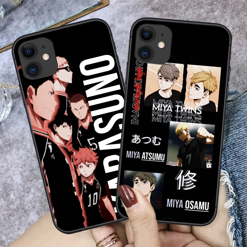 

Japanese Cartoon Anime Haikyu!!! Phone Case For iPhone 12 Pro MAX 6 7 8 Plus 11 6S X Xs Max Xr SE2020 Black Matte Silicone Cover