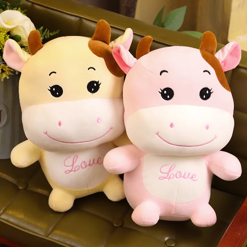 

25cm35cm45cm65cm Soft cute baby cow plush toys children calm sleep pillow doll toys stuffed animals baby girl a birthday present