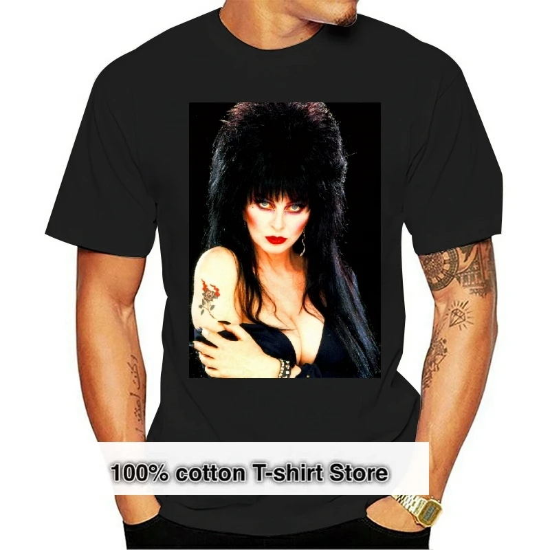 

Забавная футболка Elvira с изображением хозяйки темного фильма, Мужская футболка, одежда в стиле хип-хоп, футболки, сексуальная девушка