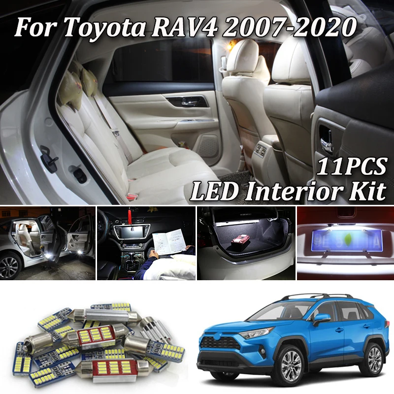 10 шт. белые светодиодные с CANBUS салона комплект ламп для тойота рав 4 2007- Toyota Rav4 светодиодные фонари для салона