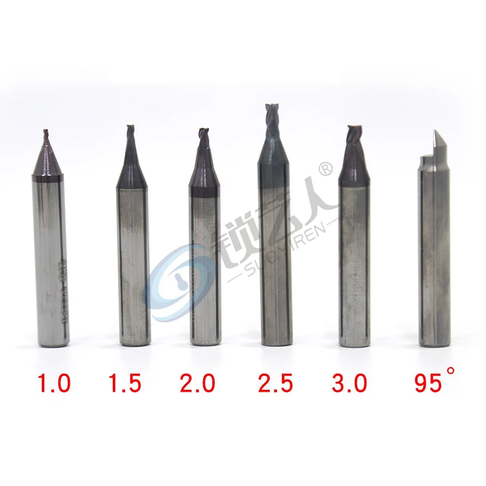 Твердосплавное сверло Jing Ji, фреза 1,0 мм, 1,5 мм, 2,0 мм, 2,5 мм, 3,0 мм, 95 ° градусов для режущего станка JingJi Key