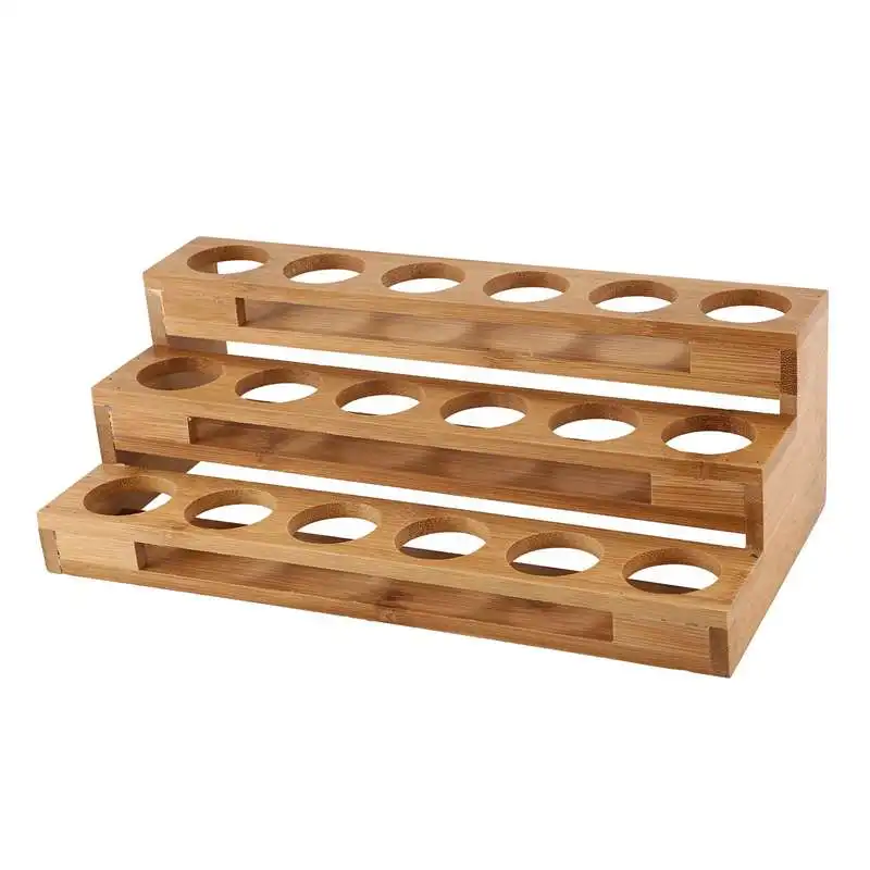 

Promotion--Bamboo 18 Holes Essential Oil Display Wooden Stand Rack Perfume Nail Polish Storage Tray Aromatherapy Organizer