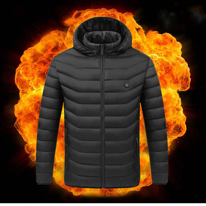 Men Women Heated Jackets Vest Down Cotton Coat USB Heated Jackets Winter Thermal Electric Heating Hooded Jackets for Ski Outdoor