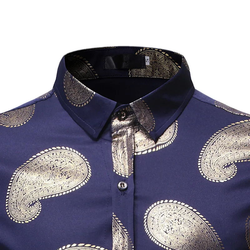 Мужская приталенная рубашка с принтом пейсли белая брендовая Классическая под