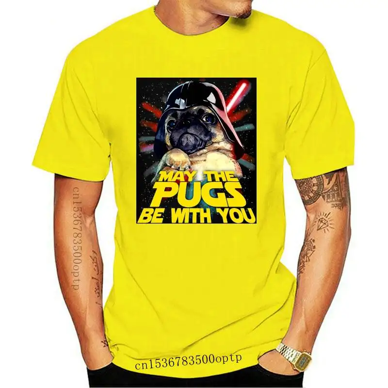 

New May The Pugs Be With You T Shirt Kpop T-shirt Men Cotton Short Sleeve T Shirt Fitness Men Funny Tees Hip Hop Tops Streetwear