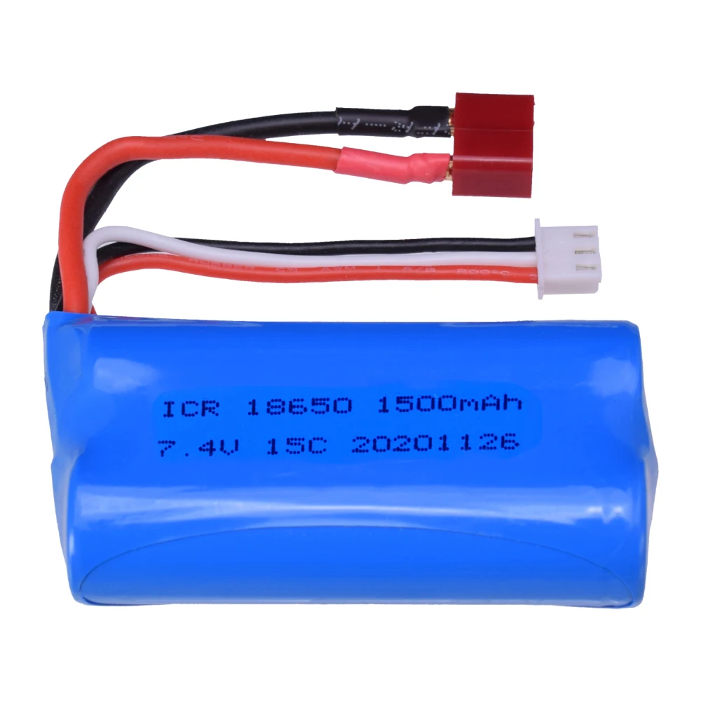 

Good Sale 2PCS LiPo Battery for WLtoys 12428 12403 High Speed RC Car 7.4V 1500Mah 18650 T Deans Plug