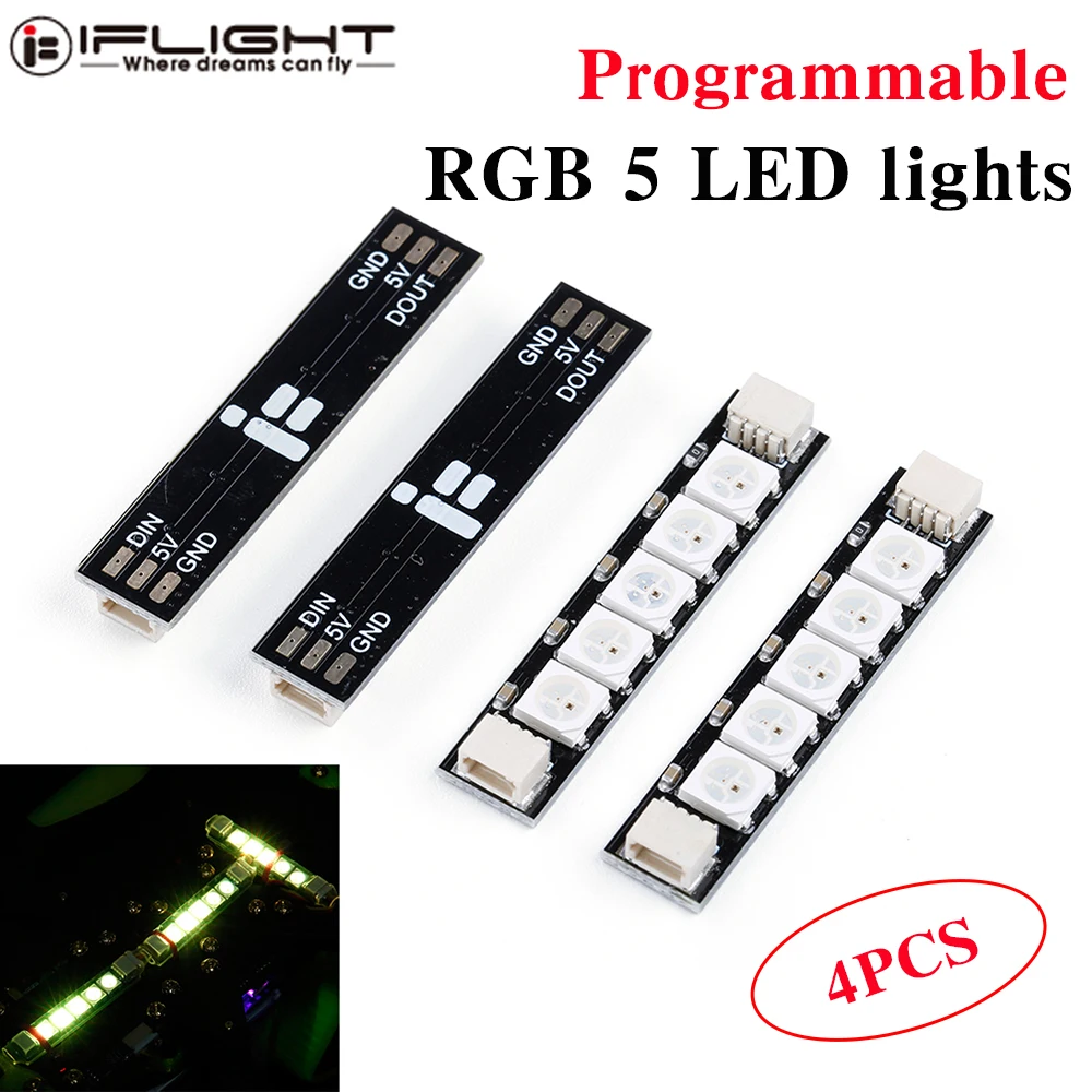 IFlight Программируемый RGB 5 светодиодный свет в супер для RC FPV гоночный Дрон ночной