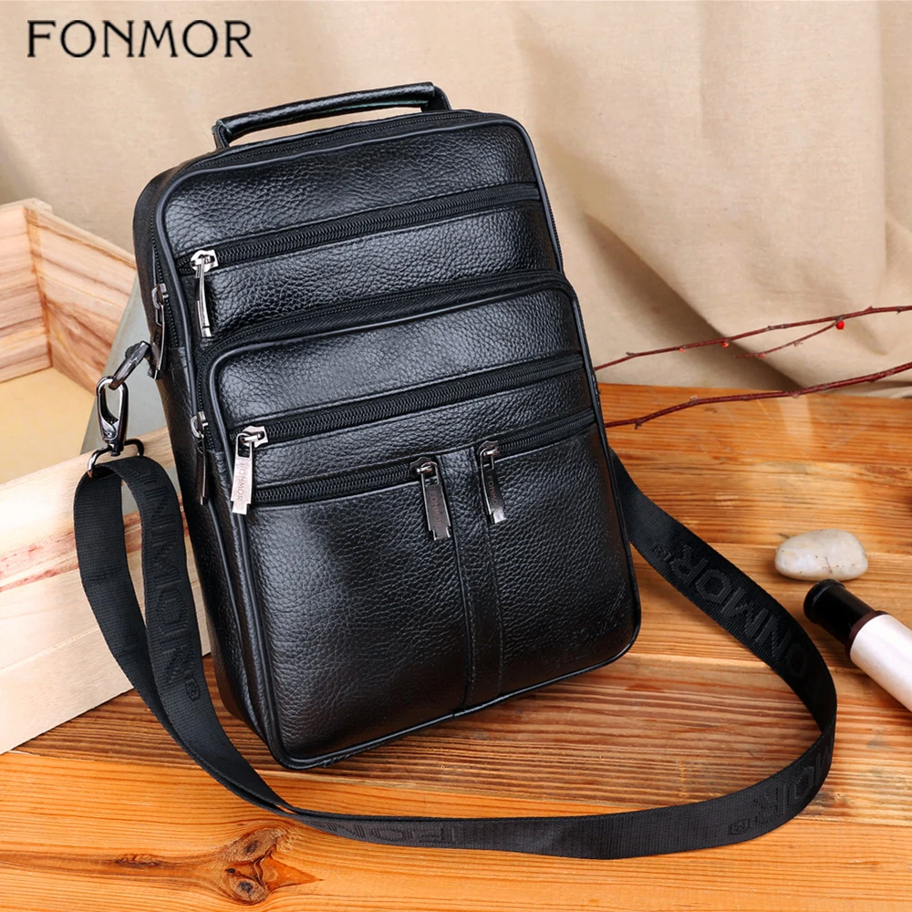Сумка мессенджер Fonmor мужская из натуральной кожи модный саквояж кросс боди с