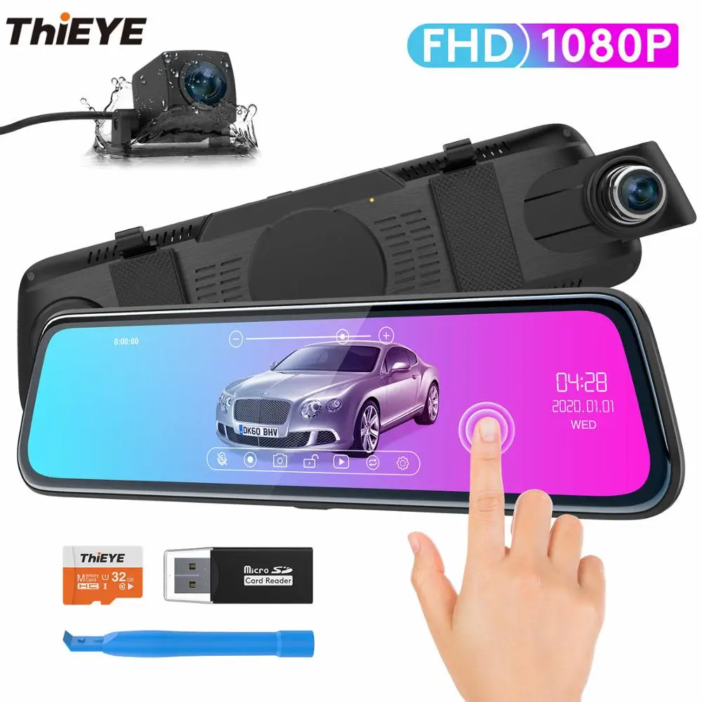 

Автомобильный видеорегистратор ThiEYE CarView 2, 10-дюймовый сенсорный экран, Full HD1080P, видеорегистратор с двойным объективом 720P, зеркало заднего вид...