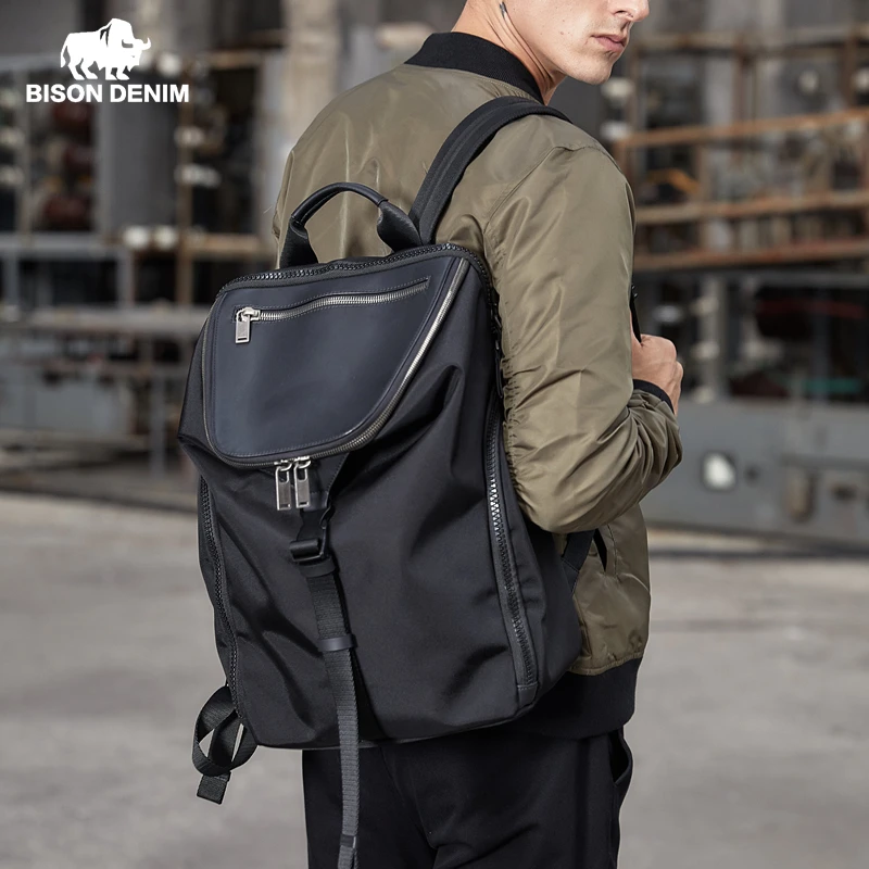 

BISON DENIM Men Backpack 15" Laptop Backpacks Water Repellent Multifunctional Bag Travel Backpack Mochila Rucksack N2881