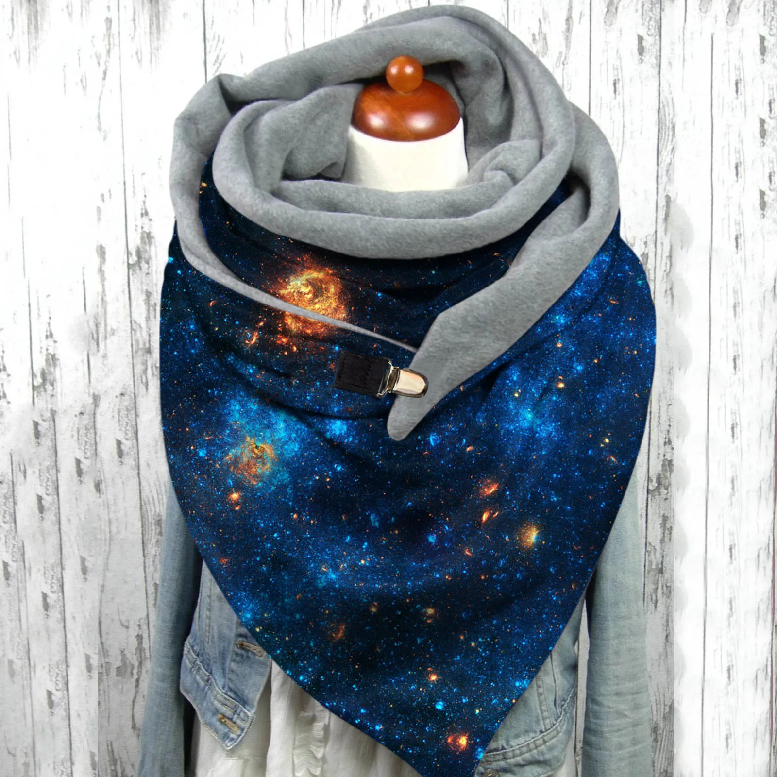 Модный зимний женский Мягкий шарф с принтом на пуговицах повседневные теплые