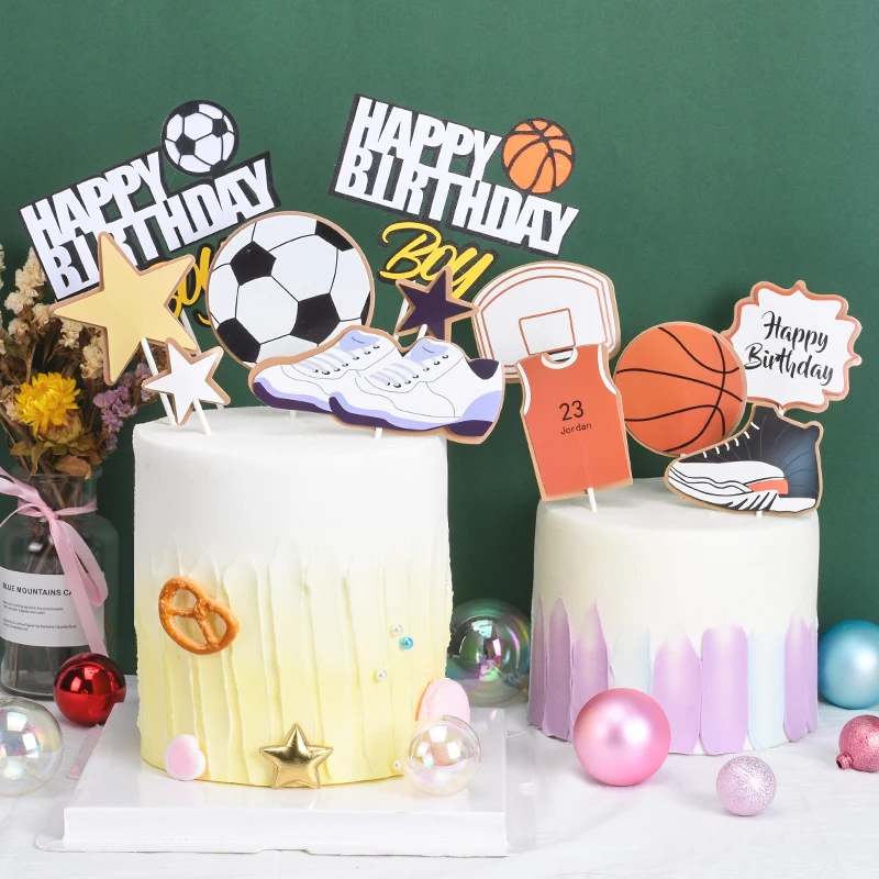 Cakelove 1 комплект баскетбол футбол спортивные темы торт Топпер Мальчики украшение для торта ко дню рождения счастливое украшение для именинного торта вечерние принадлежности