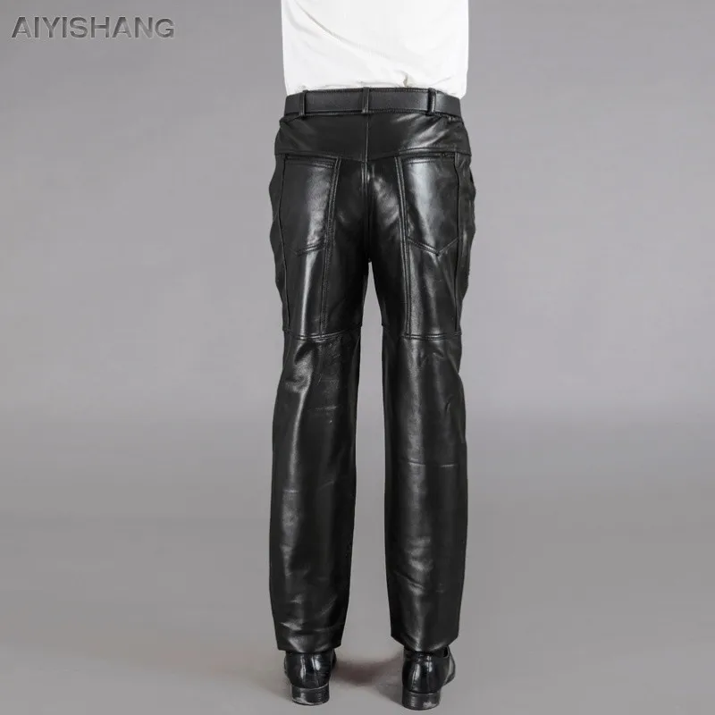 Autumn Men Genuine Leather Pants Motorcycle New Winter Casual First Layer Of Cowhide Plus Cotton Thickening Trousers M-3XL