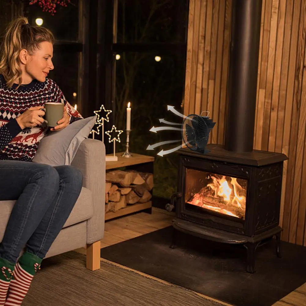 Вентилятор для камина нагревательный вентилятор с защитной крышкой 5 лезвий