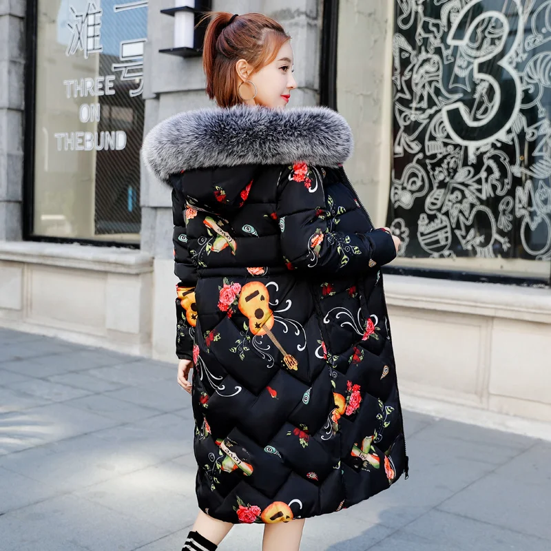 

Зимняя длинная пуховая куртка для женщин с меховым капюшоном, длинное пальто для женщин, можно носить с двух сторон, толстое Женское пальто