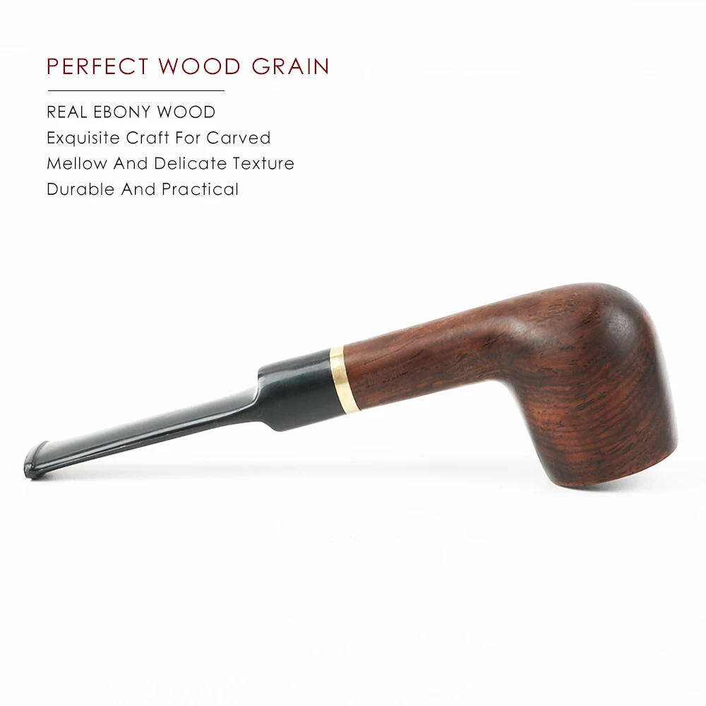 ▂ξ Smoker Classical Wooden Pipe For Smoking With Gold Metal Ring Free Tools Gift Set | Cigar Accessories