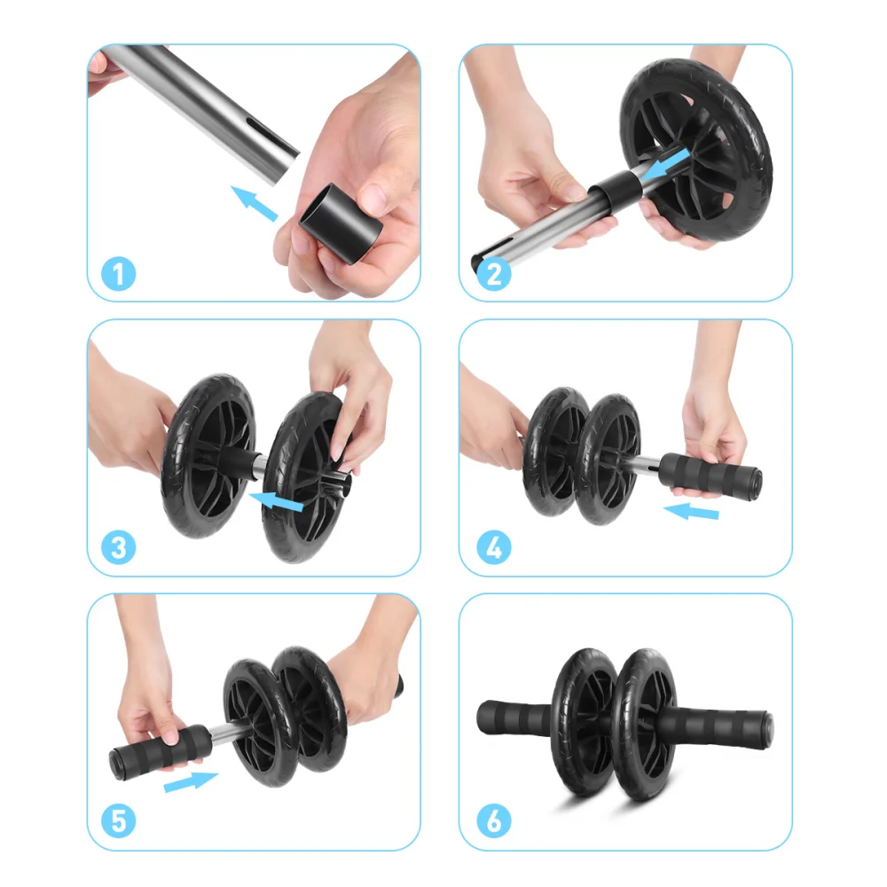 

Clispeed Abdominal Trainer Kit AB Wheel Roller with Push-Up Bars Hand Grippers and Knee Pad Perfect Abdominal Core Carver Fitnes