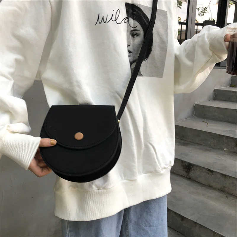 

Luxury fashion women's messenger bag semi-circular frosted saddle soft leather shoulder bag lady Designer handbag