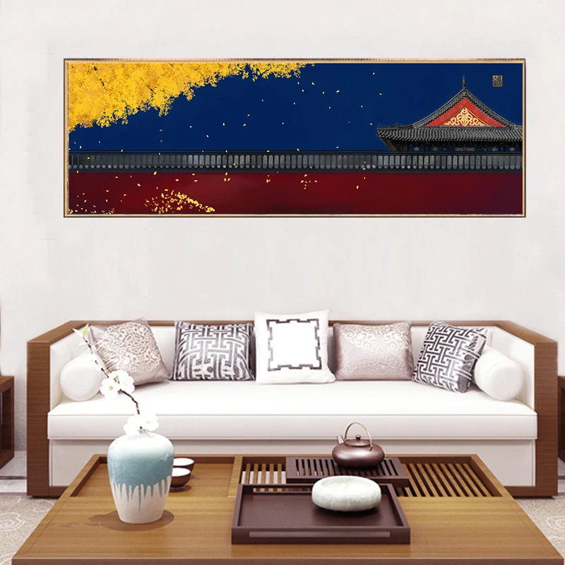 Традиционная стена в китайском стиле художественная живопись на холсте Красные