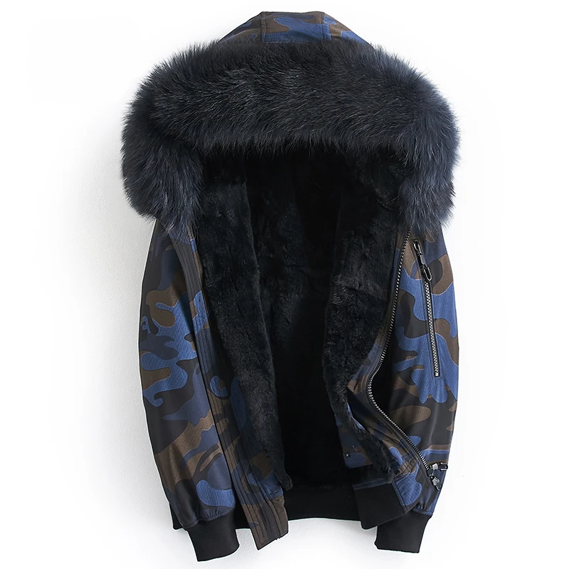 

Collar Men's Parka Rabbit Raccoon Liner Genuine Jackets and Coats Size L-4XL Winter Fur Men Jacket