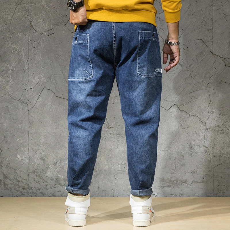 Джинсы мужские свободного покроя Брендовые повседневные брюки султанки из