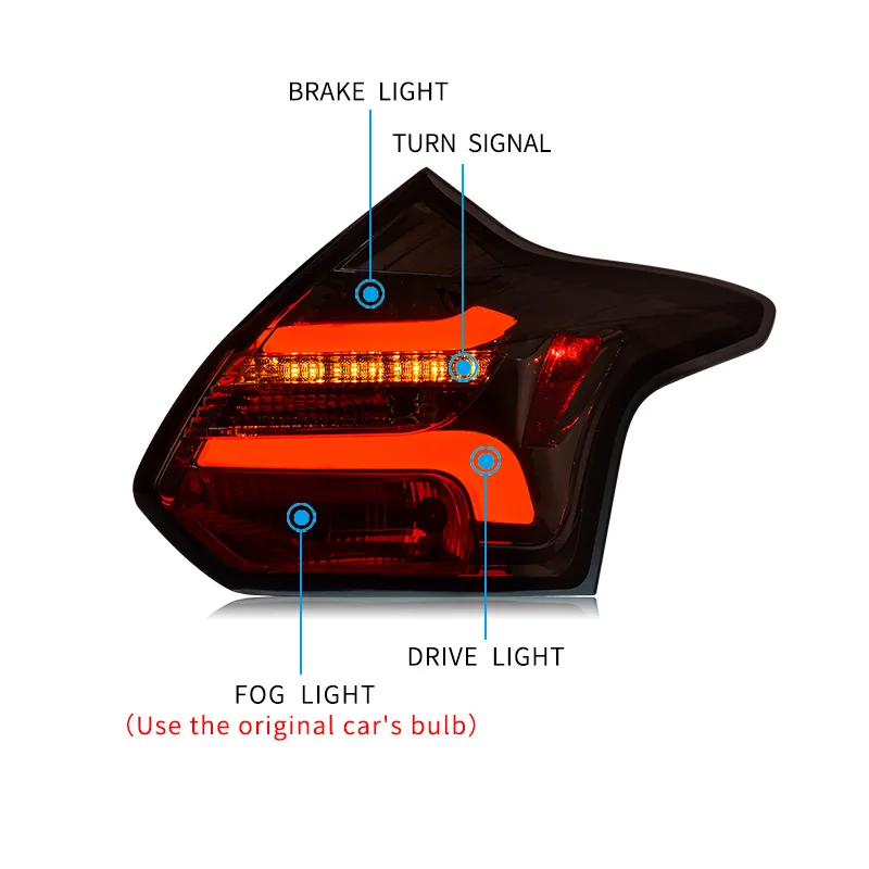 Задний фонарь в сборе для хэтчбека Ford Focus 2012-2014 светодиодный приводной стоп